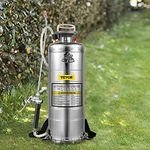 VEVOR 3.5Gallon Stainless Steel Sprayer,l Set with 20’’ Wand& Handle& 3FT Reinforced Hose, Hand Pump Sprayer with Pressure Gauge&Safety Valve, Adjustable Nozzle Suitable for Gardening& Sanitizing