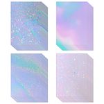 32 Sheets Holographic Sticker Paper A4 (11.7 x 8.3 Inch) Clear Vinyl Sticker Paper Self Adhesive Waterproof Transparent Overlay Film Holographic Overlay with 4 Styles Mixed