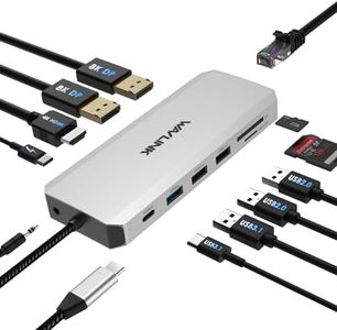 WAVLINK USB C Hub Triple Monitor - Laptop 12-in-1 Docking Station, Multiport Adapter with 4K HDMI, Dual 8K DP, 100W PD, 10Gbps USB3.1, USB2.0, RJ45, SD/TF Slots, Audio/Mic, for MacBook/Dell/HP/Lenovo