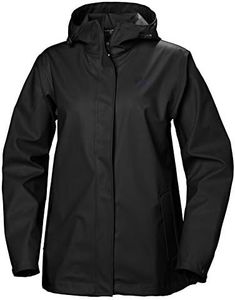 Helly Hansen Women's Moss Hooded Fully Waterproof Windproof Raincoat Jacket, 990 Black, Medium