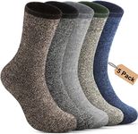 Annsuki 5 Pack Mens Thermal Wool Socks for Winter Warm Merino Socks Thick Hiking Socks for Camping Cozy Socks for Man Size Fits 12-17