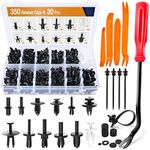 GOOACC 380Pcs Car Automotive Plastic, Metal, Nylon Push Pin Rivet with Fastener Remover Trim Clip Panel Body Interior Assortment Retainer Assortment Clips, (GRC-97),Black