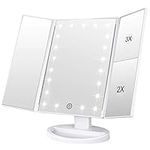 WEILY Makeup Mirror with 21 Natural LED Lights, 3X/2X Magnification, Batteries/USB Dual Power Supply Lighted Cosmetic Mirrors (White)