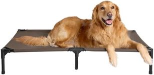 EHEYCIGA 44 Inch Elevated Dog Cot Beds for Large Dogs, Raised Outdoor Dog Bed with Frame, Washable Breathable Cooling Teslin Mesh and Anti-Slip Feet, Lifted Hammock Indoor Pet Bed, Brown