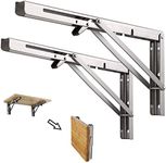 Folding Shelf Brackets Heavy Duty Stainless Steel Collapsible Wall Mounted Shelf for DIY Bracket,Folding Bench,Work Table, Space Saving Max Load 110lb 2pcs with Screws (16 inch 150kg/330lb)