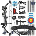 ZSHJGJR Archery Compound Bow Kit Set Bow and arrows Set 30-55lbs Adjustable Archery Hunting bow Compound bow kit for adult Beginners Compoundbow Hunting and Target Shooting (Black)