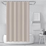 RONGZUBAT Shower Curtain Mould Proof 180x180cm,ECO Shower Curtain Solid Beige PEVA Waterproof Heavy Duty Bathroom Curtains with 3 Magnets,12 Plastic Hooks Quick-Drying Washable Bath Home Decor