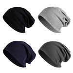 JOYEBUY 4 Pack Women Men Stylish Thin Hip-hop Soft Stretch Knit Slouchy Beanie Hat Skull Cap, Style F, One Size