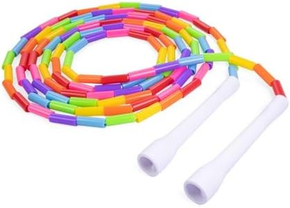 Beaded Kids Exercise Jump Rope - Segmented Skipping Rope for Kids - Durable Shatterproof Outdoor Beads - Light Weight and Tangle Free Exercise Training - Adjustable Kids Jump Rope for Fitness - 7ft