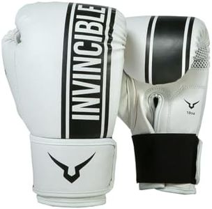Invincible Tejas Fitness Training Synthetic Leather Boxing Gloves for Men & Women (White-Black, 10 OZ)