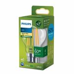 PHILIPS Ultra Efficient - Ultra Energy Saving Lights, LED Light Source, 60W, A60, B22 Warm White 2700 Kelvin, Clear