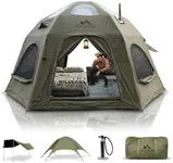 SENLEETO Inflatable Hot Tent with Stove Jack, 6-8 People Luxury 4 Season Blow up Tents for Camping with Waterproof Large Black-Out Canopy, Glamping Inflatable Tent House Air Tents