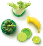 Food Huggers 5pc Reusable Silicone Food Savers | BPA Free & Dishwasher Safe | Fruit & Vegetable Produce Storage for Onion, Tomato, Lemon, Banana, Cans & More | Round, Fresh Greens
