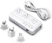 BESTEK Pure Sine Wave 220v to 110v Converter, US to European Travel Voltage Converter for Hair Straightener/Curling Iron, Step Down Transformer with 4 USB(1 PD35W) and UK/AU/US/EU Worldwide Adapter