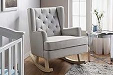 Babylo Soothe Easy Baby Nursing Rocking Chair, Breastfeeding Chair, Lounge Chair, Static Base and Rocking Base, Grey