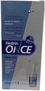 Hedrin Once Spray Gel, Fast, No Fuss Lice & Nit Treatment, Kills Head Lice & Eggs in 5 Minutes, Clinically Tested, Suitable for Adults & Children, 1 x 100ml (4 x 25ml Treatments)