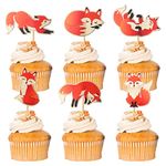 Mulukaya 24Pcs Fox Cupcake Toppers Woodland Dessert Cake Picks for Animal Birthday Wedding Party Decoration Supplies