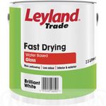 Leyland Trade Fast Drying Water Based Gloss Brilliant White 2.5L