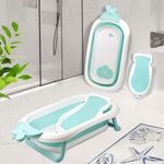 R for Rabbit Bubble Double Bunny Bath Tub Convertible Safe Ergonomic Detachable TPE Sling Foldable Travel-Friendly Weight Up to 20 kg 0-3 Years Baby Girls Boys Kids Bather Bathtub (Lake Blue)