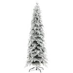 HOMCOM 7ft Tall Pencil Christmas Tree, Artificial Flocked Xmas Tree with 800 Branch Tips, Auto Open, Steel Base, for Home Office Holiday Décor, Green