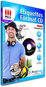 Micro Application Étiquettes Autocollantes Imprimable pour CD - Pochette 100 Étiquettes, Papier Autocollant Opaques pour Personnaliser les CD et DVD, Diamètre 117 mm,5015 A4