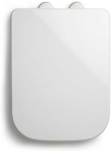 White Square Soft Close Toilet Seat Quick Release Square Heavy Duty Toilet Seat Soft Close Bathroom Quick Release Toilet Seat Antibacterial Glaze Easy Clean Loo Seat White