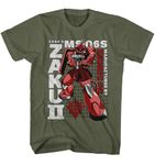 American Classics Mobile Suit Gundam Zaku II Anime TV Series Japanese Men's Short Sleeve T Shirt Graphic Tees, Military Green, Large