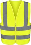 NEIKO 53942A High Visibility Safety Vest with Reflective Strips | Size X-Large | Neon Yellow Color | Zipper Front | For Emergency, Construction and Safety Use