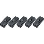 Electronic Spices (Pack of 5) Black Switch Halfway Rocker Push Button Rocker Switch for Table Lamp Bed Lamp Switch Inline Switch Tik Tok Switch