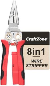 8 in 1 Wire Stripper with Voltage Tester, Multi-function Electric Wire Stripping Tool for Cutting and Pulling Pliers, Electrical Pliers for Wire Cutting Stripping Crimping Repair Tool (Red-Black)