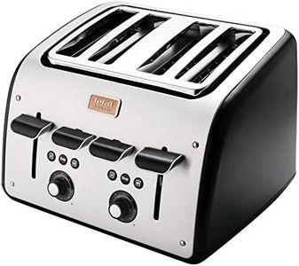 Tefal Grille Pain Maison 4 fentes, 2 Chambres Indépendantes de Cuisson, Réchauffage, Décongélation, Remontée Extra Haute, 1700W, Inox et Noir TT770811