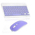 Rechargeable Bluetooth Keyboard and Mouse Combo Ultra Slim Full-Size Keyboard and Mouse for Samsung Galaxy Tab A8 10.5 (2021) and All Bluetooth Enabled Mac/Tablet/iPad/PC/Laptop - Violet Purple