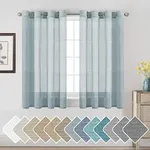 H.VERSAILTEX Linen Curtains Natural Blended Curtain Panels for Living Room/Light Reducing Linen Semi Sheer Curtains 45 inch Length 2 Panels Set Nickel Grommet Window Panels, 52" x 45", Teal