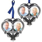 Banberry Designs Memorial Photo Ornament - Double Picture Opening - in Loving Memory Christmas Ornament - Loss of a Loved One Gift - Remembrance Ornament - Bereavement Gifts - 2 Pack