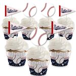 Batter Up - Baseball - Cupcake Decoration - Baby Shower or Birthday Party Cupcake Wrappers and Treat Picks Kit - Set of 24