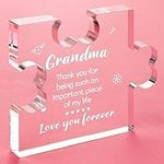 Funnli Mothers Day Gifts for Grandma Acrylic Puzzle Plaque - Grandma Gifts - 3.35 x 2.76 Inch Desk Decorations - Anniversary Christmas Birthday Gifts for Grandma from Grandchildren