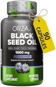 ORZAX Black Seed Oil Cold Pressed 100% Pure | Non-GMO - Rich in Omega 3 6 9 & Thymoquinone | Black Cumin Nigella Sativa Oil for Immune Support, Hair, Skin, Face (1000 mg - 90 Softgel Capsules)