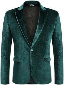 COOFANDY Velvet Blazer for Men Teal Green Velvet Jacket Velvet Tuxedo Dress Coat (Teal Green S)