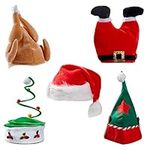 The Twiddlers 5 Christmas Hats Hilarious Novelty Festive Hats for Fancy Dress & Xmas Parties - Santa, Turkey, Christmas Trees