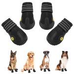 DcOaGt Dog Shoes for Small Medium Large Puppy,Waterproof Anti-Slip Dog Boots & Paw Protectors for Winter Snow Hot Pavement, Breathable Dog Booties for Hiking Walking Outdoor,Black 4PCS(Size 4)