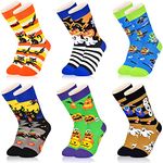 Dsia Zamur Kids Boys Girls Crew Socks 4-6 Pack + Gift Box, Novelty Funky Colorful Toddler Calf Socks for 2-12 Years Old, 6 Pack Halloween, 7-10 Years