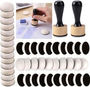 Briartw 46 Packs Mini Round Ink Blending Tool with Foams Set,2 Pcs Round Alcohol Ink Mini Applicator Tools and 44 Pcs Replacement Refill Sponge Domed Foam Pads Art Supplies for Distressing Blending
