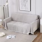 HOKIPO Chenille Sofa Throw Cover Thick and Soft 2 Seater Large, 180 (D) x 260 (L) cm (AR-4644-N1, Grey)