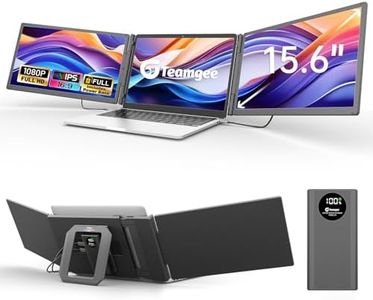 Teamgee 15.6" Laptop Screen Extender with Power Bank, 1080P FHD IPS Triple Monitor for Laptop, Driver-Free HDMI/Type-C Work with 13" -17" Laptops Mac Windows Chrome, Small Business
