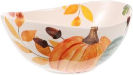 Luxshiny Kitchen Things Thanksgiving Salad Bowl Fall Pumpkin Dessert Bowl Ceramic Food Serving Bowl Autumn Snack Bowl Candy Dish Party Treat Container for Fruit Popcorn Chips Kitchen Stuff