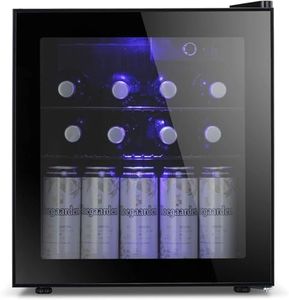 Antarctic Star Mini Fridge Cooler - 48 Can Beverage Refrigerator Black Glass Door for Beer Soda or Wine –Small Drink Dispenser Machine Knob Control Removable for Home, Office or Bar, 1.3cu.ft
