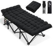 Sportneer Extra Wide Camping Cot Comfortable, Portable Folding Camping Bed for Sleeping Camp Cots Max Load 450 LBS with Carry Bag for Camping Tent Outdoor Travel, Black