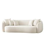 Kingsman Furnitures Cream Boucle 3 Seater EVERBE Mid Century Sofa | Comfortable 3 Seater Sofa | Backrest | Fluffy Lounge Home Decor Bedroom | Drawing Hall Luxurious Couch