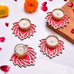 Handmade Lotus Tealight Candle Holder Set of 4 - Diwali Decor Items for Elegant Diwali Decoration for Home, Navratra, Lotus Decoration Items Diwali Decor to Tea Light Candle Holder