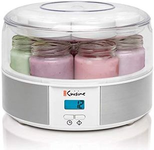 Euro Cuisine Yogurt Maker - YMX650 Automatic Digital Yogurt Maker Machine with Set Temperature - Includes 7-6 oz. Reusable Glass Jars and 7 Rotary Date Setting Lids for Instant Storage